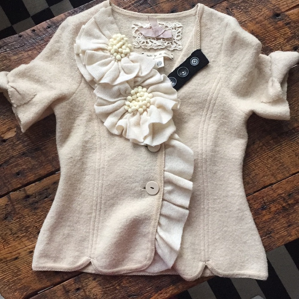 Anthropologie Anthro Ou Lin Corsage Sweater S